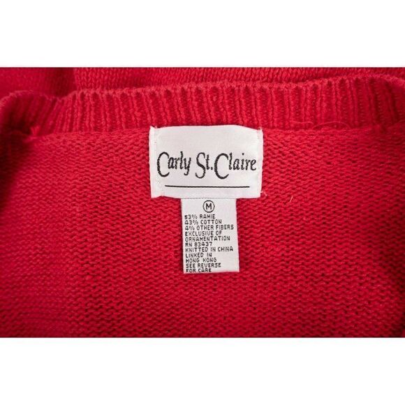 Clarly St. Claire Womens Ugly Christmas Sweater Cardigan M Red Button Beaded - Picture 6 of 6